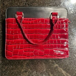 Zondervan Red Crocodile-Embossed Cosmetic Bag NWOT